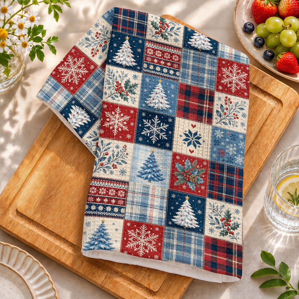 Christmas Kitchen Towel Cozy Christmas Patchwork