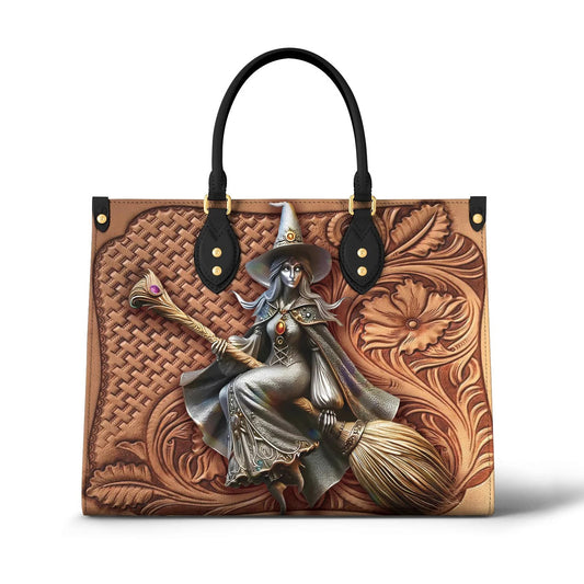 Witch Leather Handbag 2D Print The Enchanted Witch