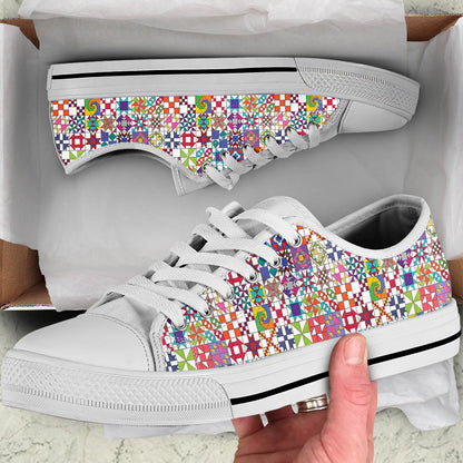Sewing Lover Women's Low Top Shoes ColorBurst Quilt Blocks