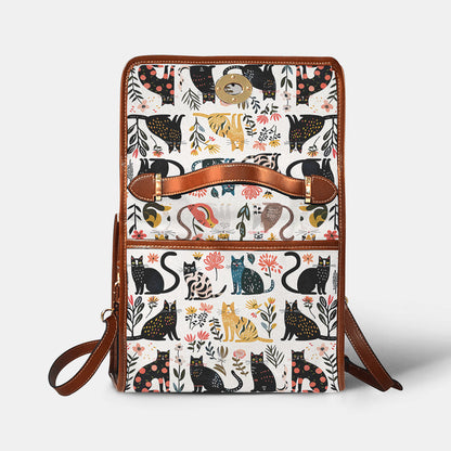 Cat Lover Satchel Handbag Botanical Cat Bliss