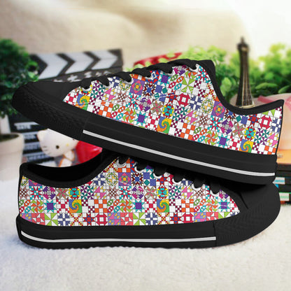 Sewing Lover Women's Low Top Shoes ColorBurst Quilt Blocks