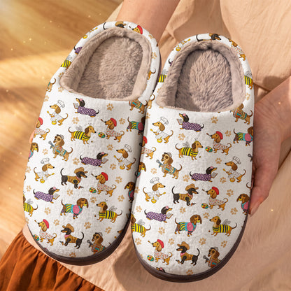 Dachshund Fleece Lined Slippers Dashing Dachshund Dreams