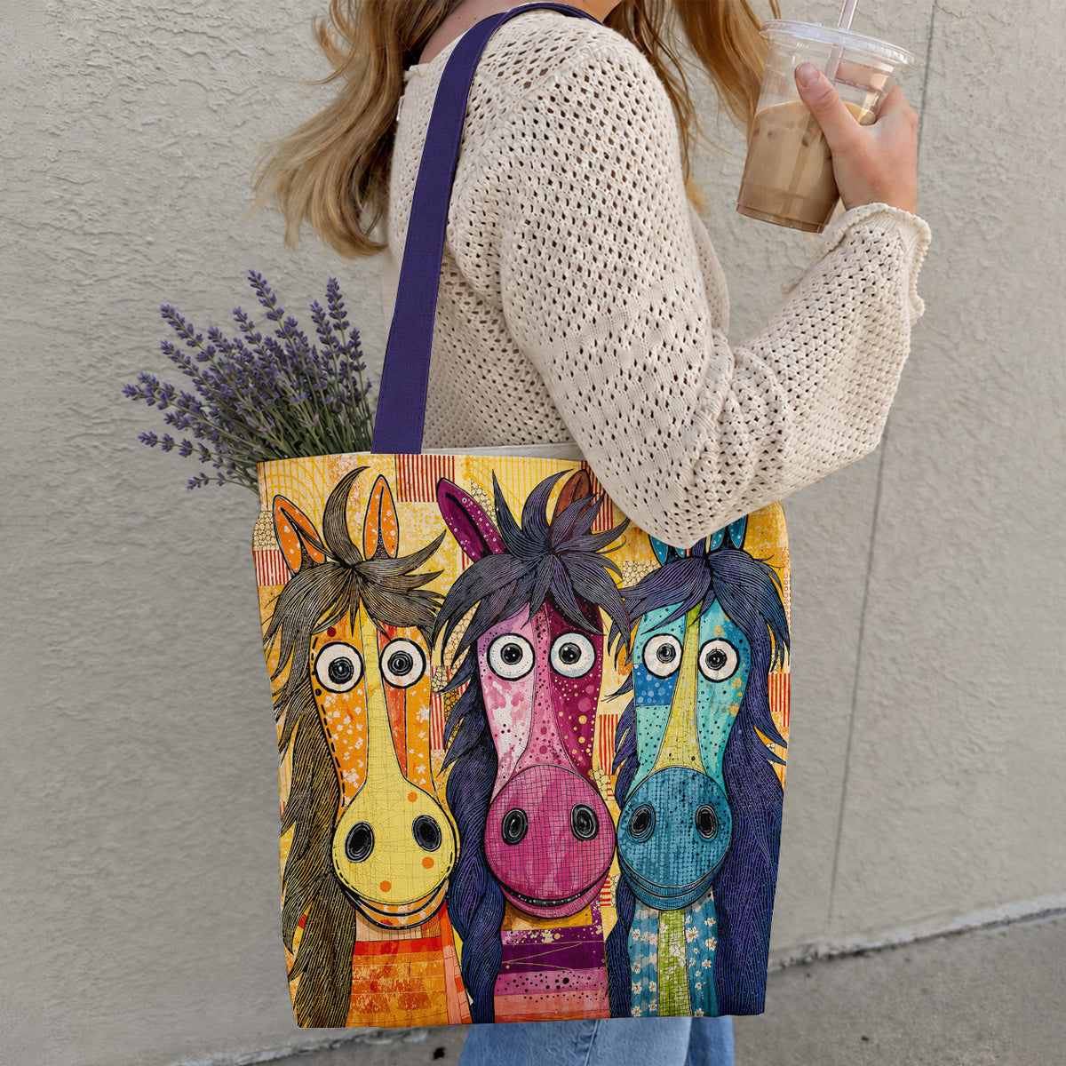 Whimsical Horses Canvas Tote Bag