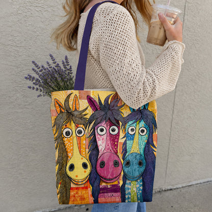 Whimsical Horses Canvas Tote Bag
