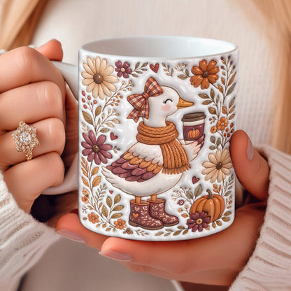 Cozy Autumn Goose Ceramic Coffee Mug