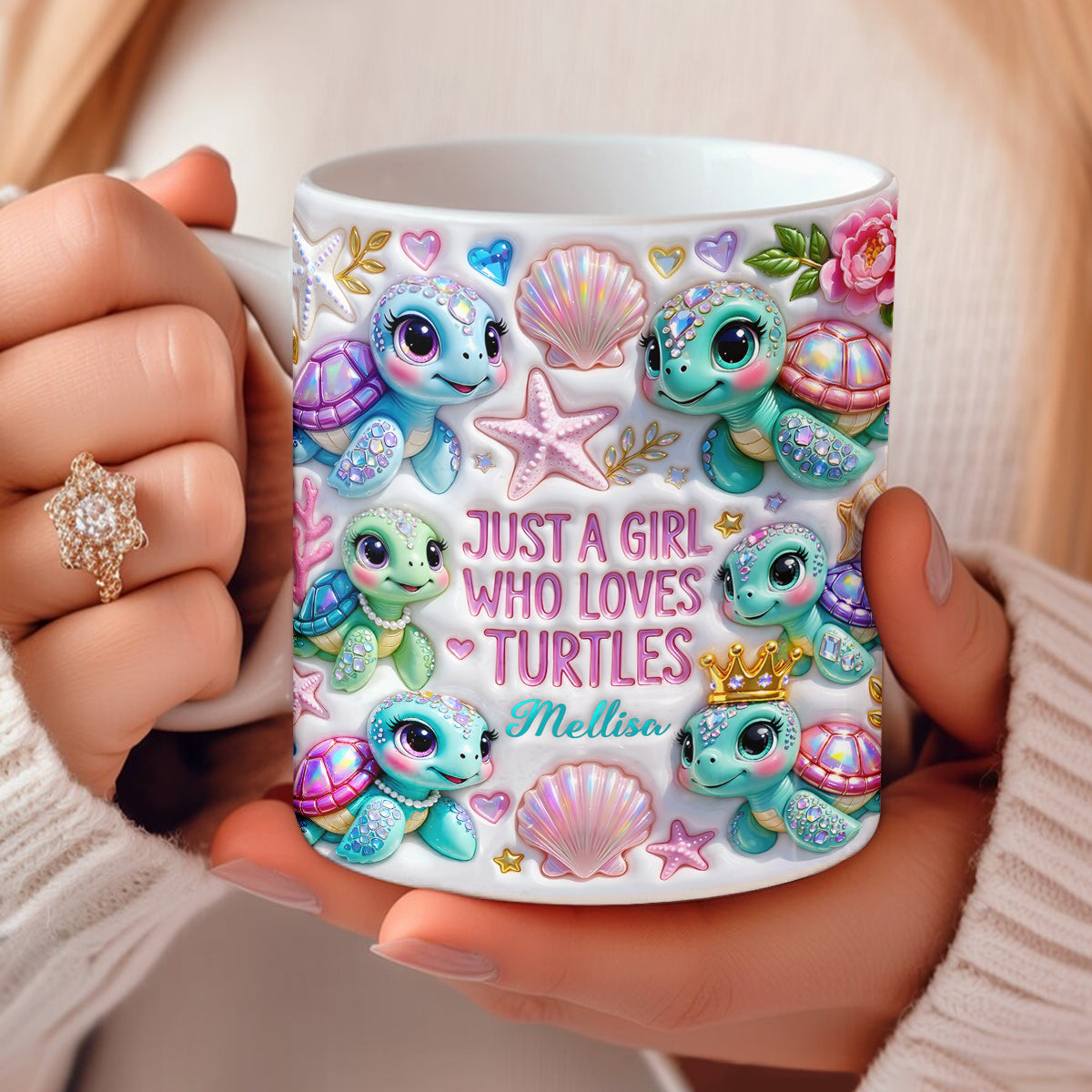 Sea Turtle Ceramic Mug Personalized Just A Girl Who Loves Turtles