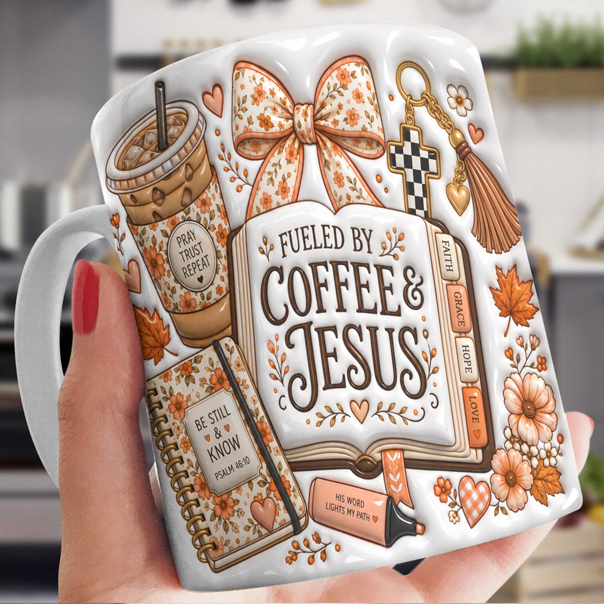 Autumn Ceramic Mug Fueled By Coffee & Jesus