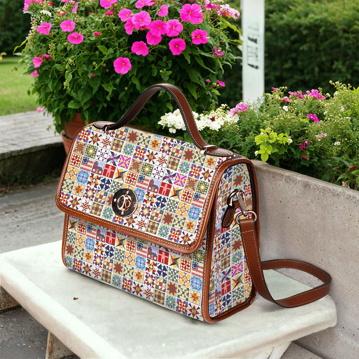 Sewing Lover Satchel Handbag Quilt Blocks