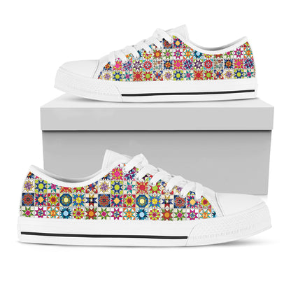 Sewing Lover Women's Low Top Shoes Colorful Quilt Blocks