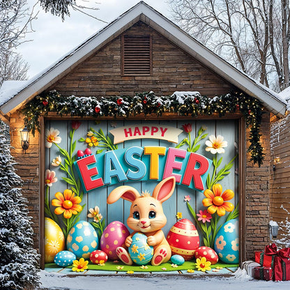 Christian Easter Garage Door Banner Decoration - Easter Bunny’s Spring Surprise