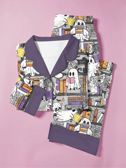 Book Lovers Halloween Classic Pajama Set Reading Ghosts