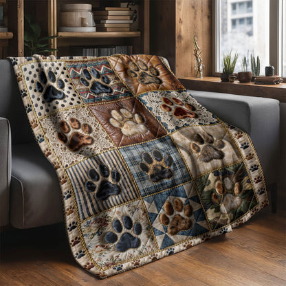 Dog Fleece Blanket Cozy Patchwork Paws