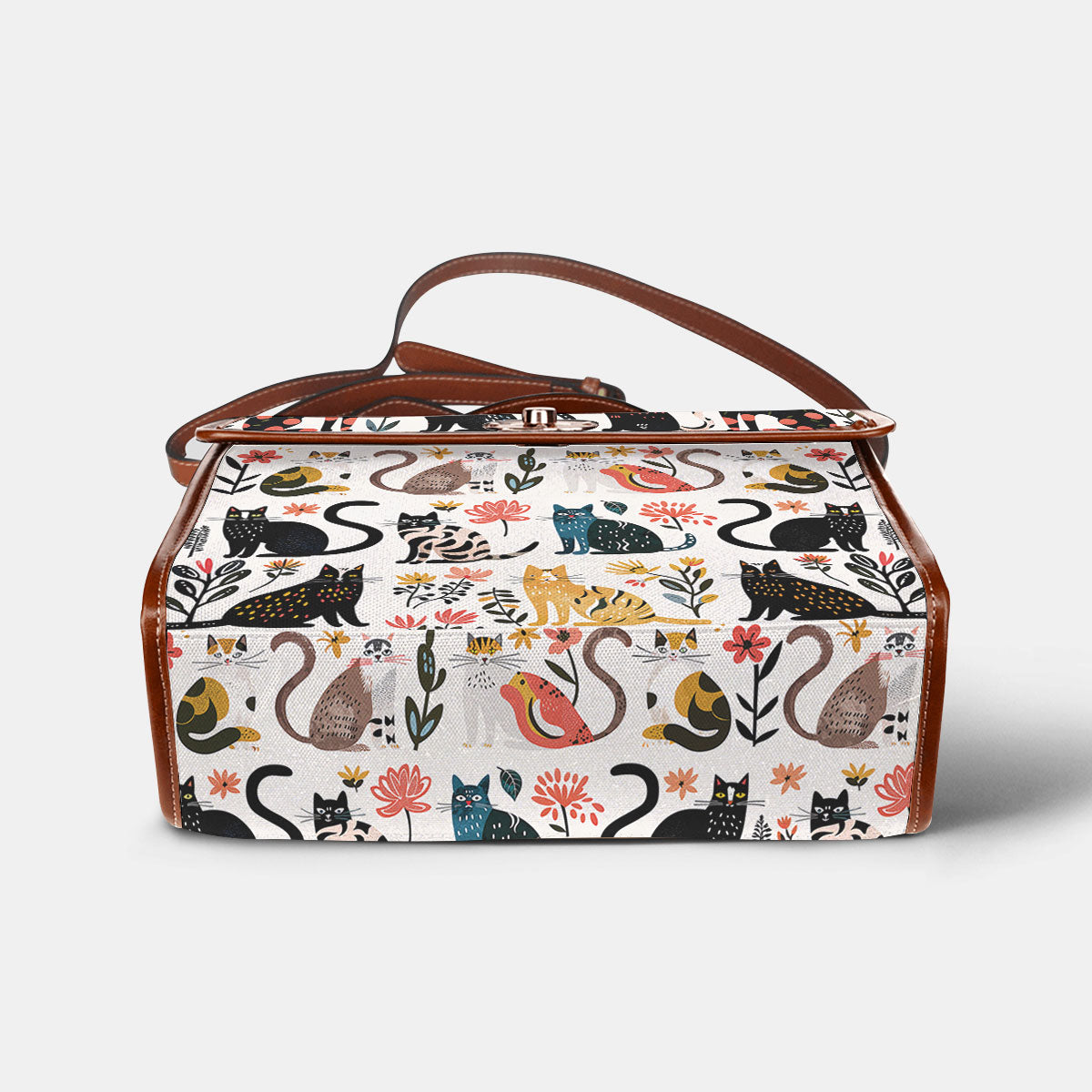 Cat Lover Satchel Handbag Botanical Cat Bliss