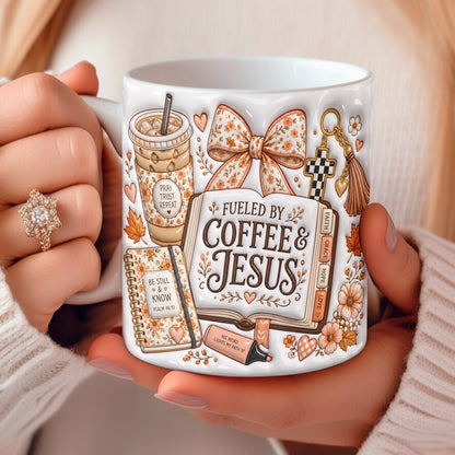 Autumn Ceramic Mug Fueled By Coffee & Jesus