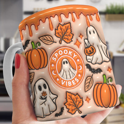 Spooky Vibes Autumn Ghost Ceramic Mug