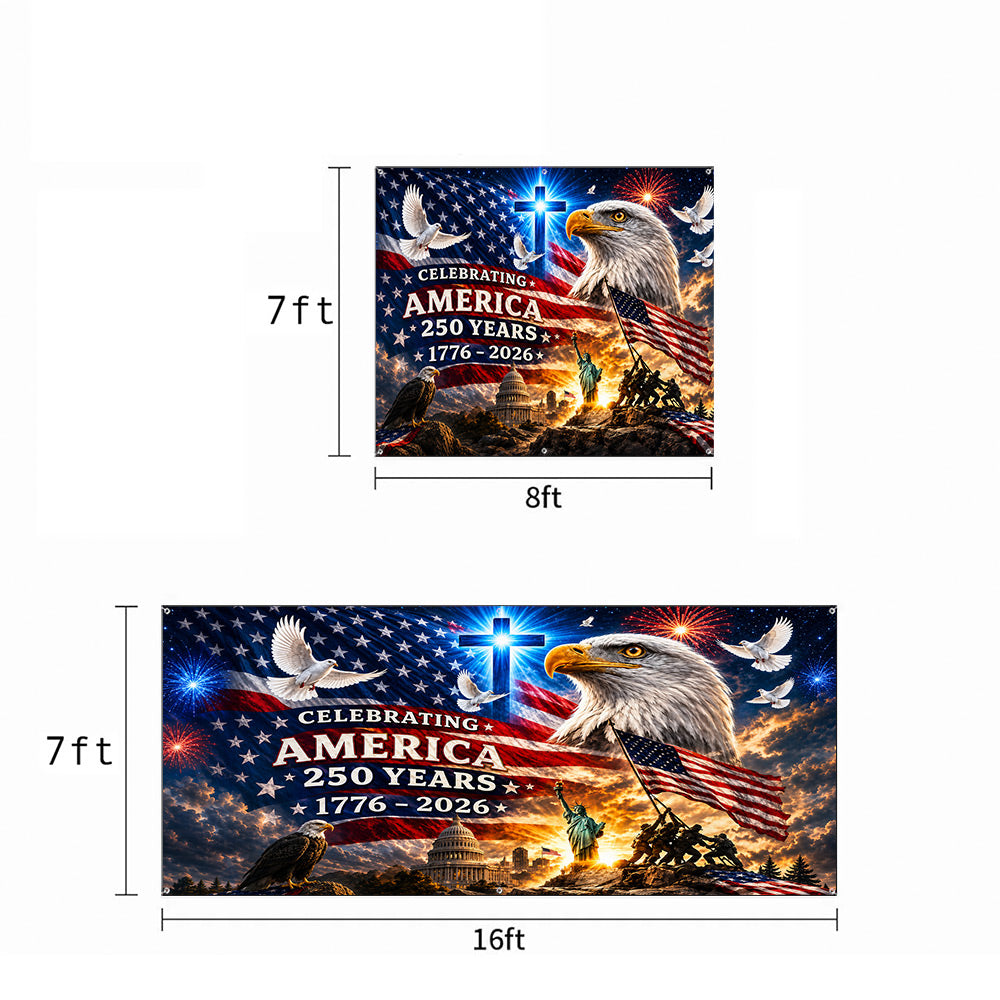 Patriotic Garage Door Banner Decoration - United in Faith and Freedom