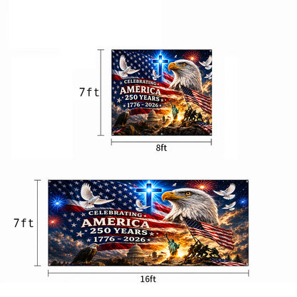 Patriotic Garage Door Banner Decoration - United in Faith and Freedom