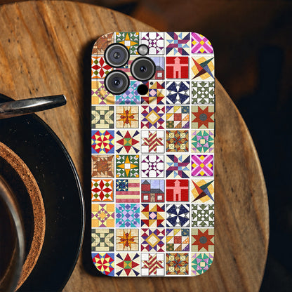 Sewing Lover Leather Phone Case Quilt Blocks