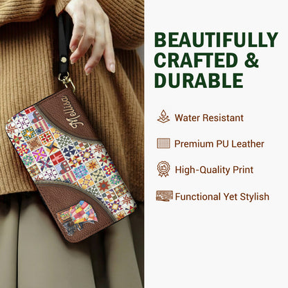 Sewing Lover Leather Wallet Personalized Quilt Blocks