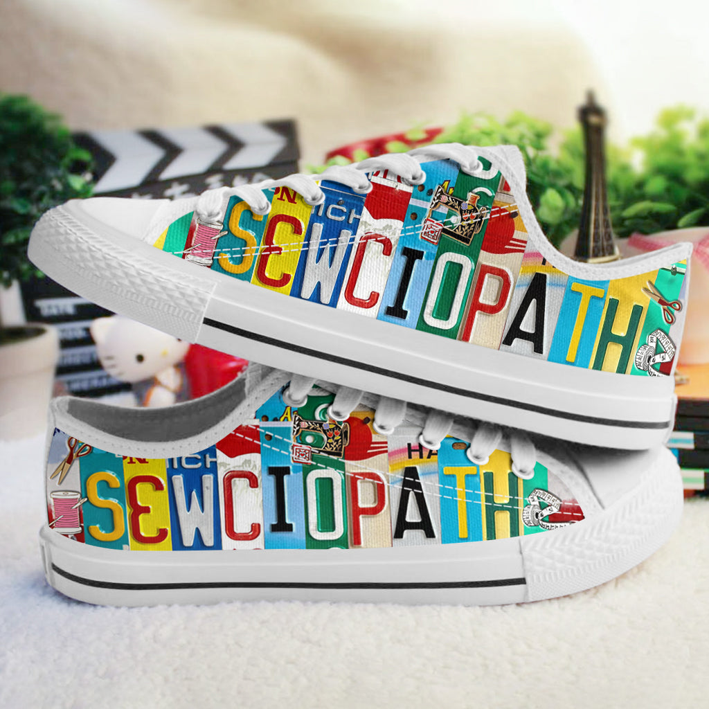 Sewing Lover Women's Low Top Shoes Sewciopath License Plate