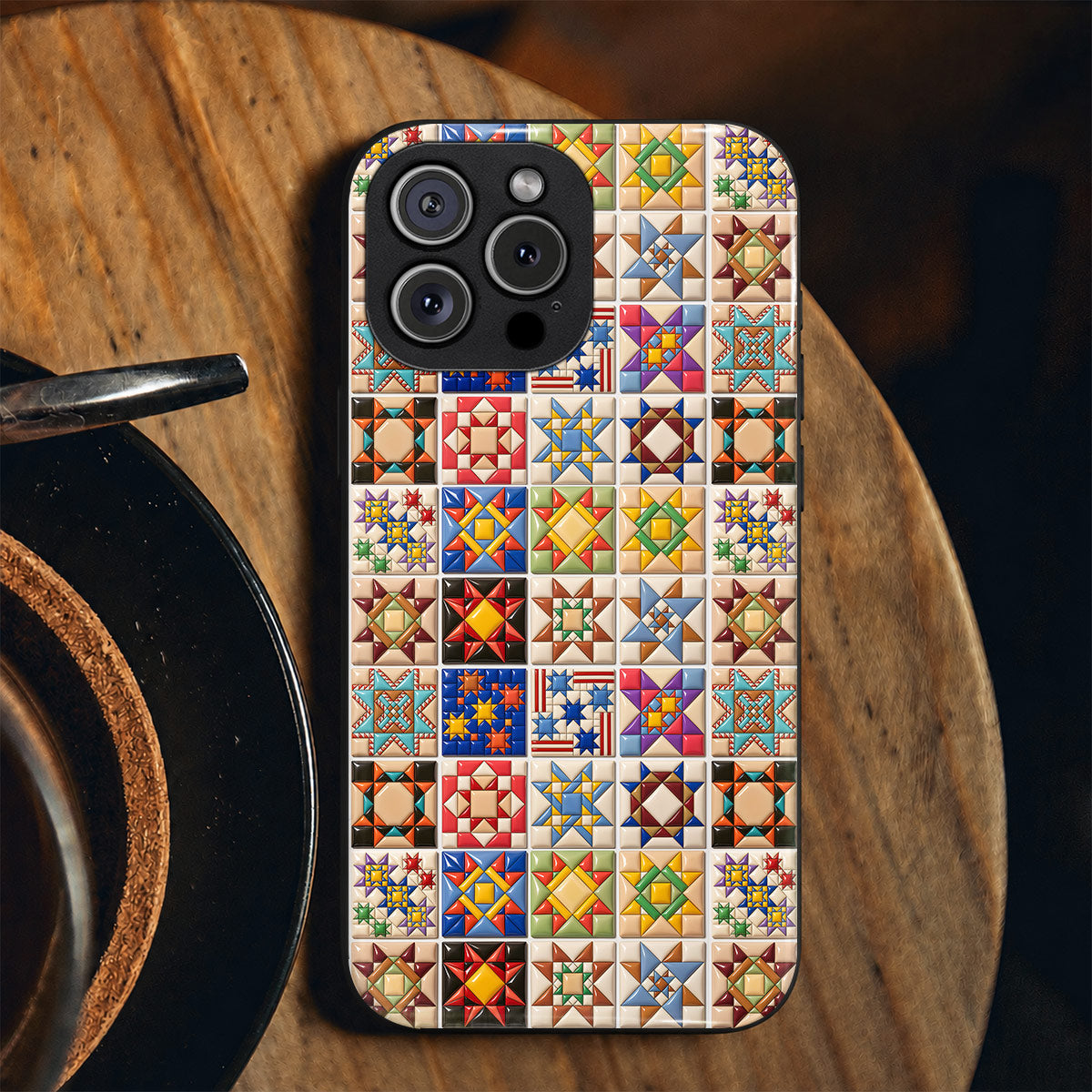 Sewing Lovers Phone Case Glossy Quilt Blocks