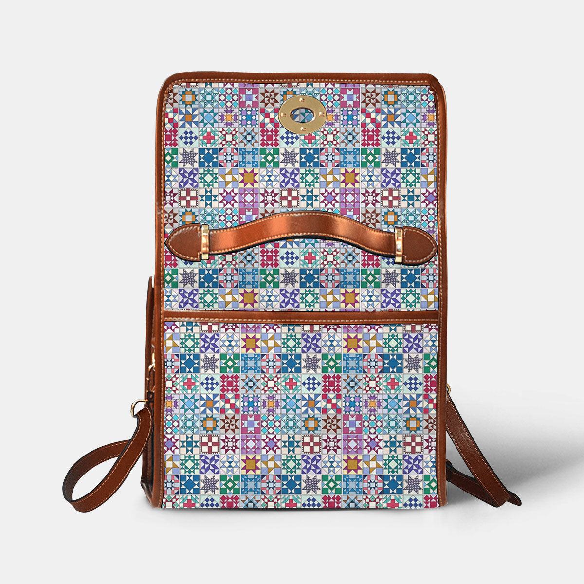 Sewing Lover Satchel Handbag Traditional Quilt Blocks