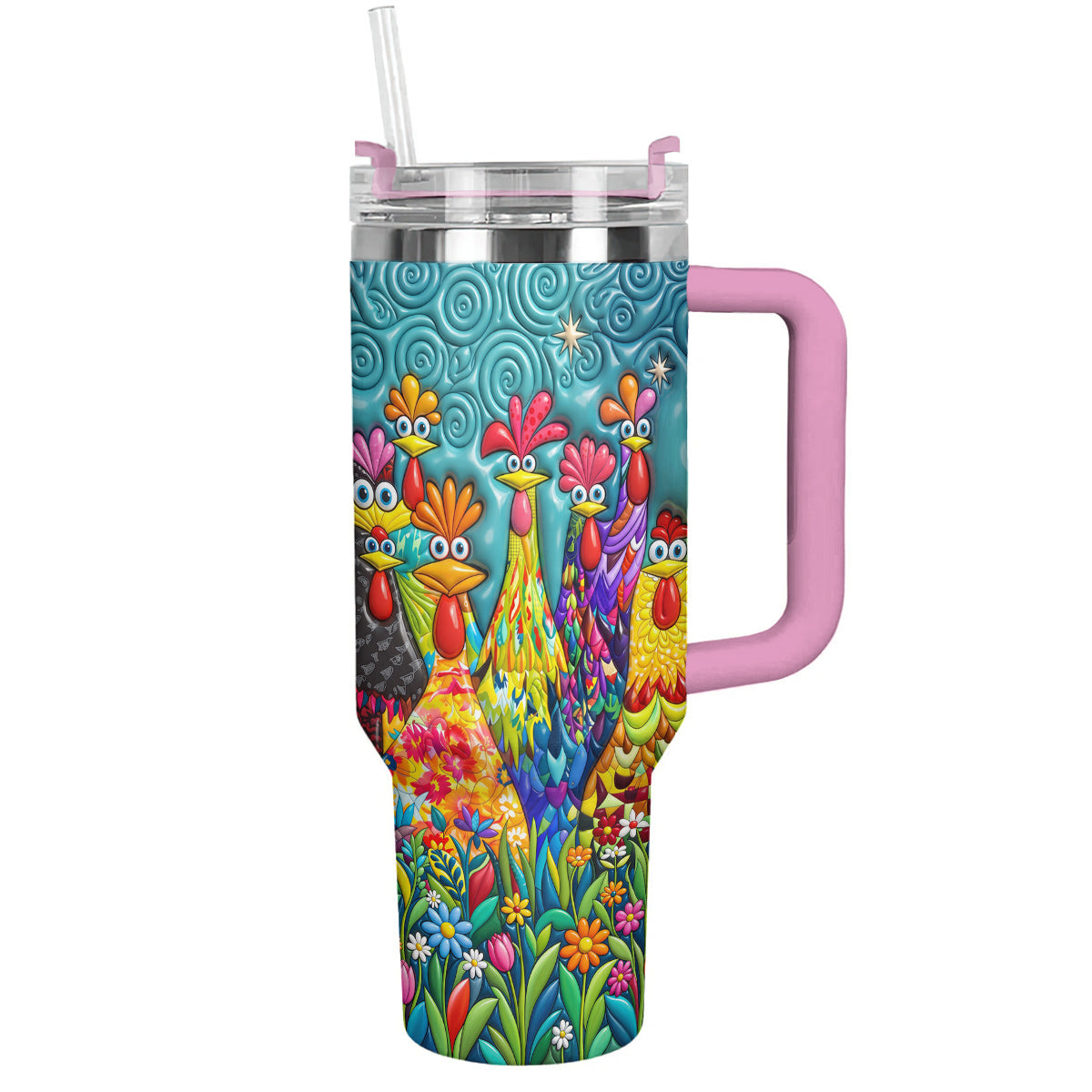 Chicken 40 oz Tumbler Colorful Chicken Garden