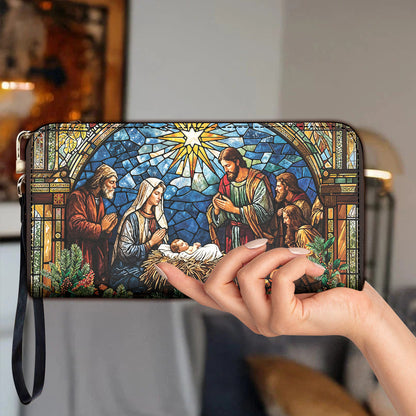 God Leather Wallet The Holy Night in Stained Glass