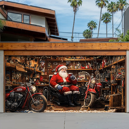 Christmas Garage Door Banner Decoration - Santa’s Workshop Motors – Fast. Festive. Fearless.