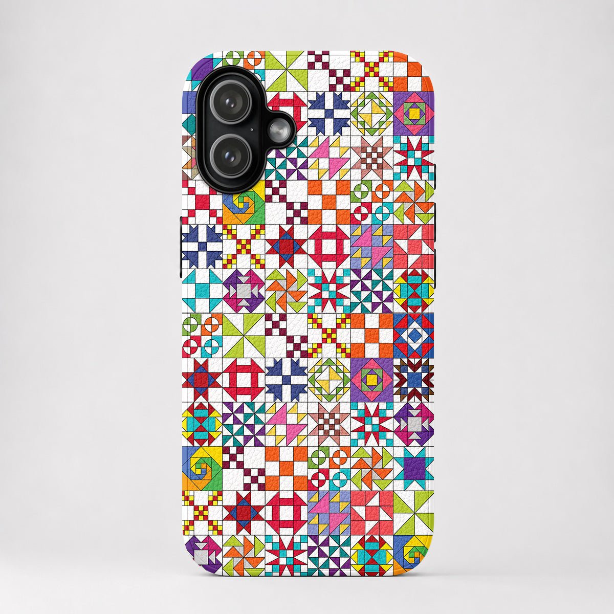 Sewing Lover Leather Phone Case Colorful Quilt Blocks