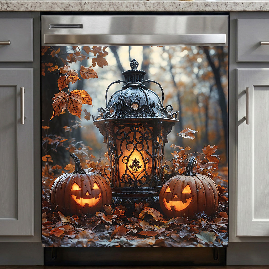 Halloween Magnetic Dishwasher Cover Lantern of the Laughing Pumpkins