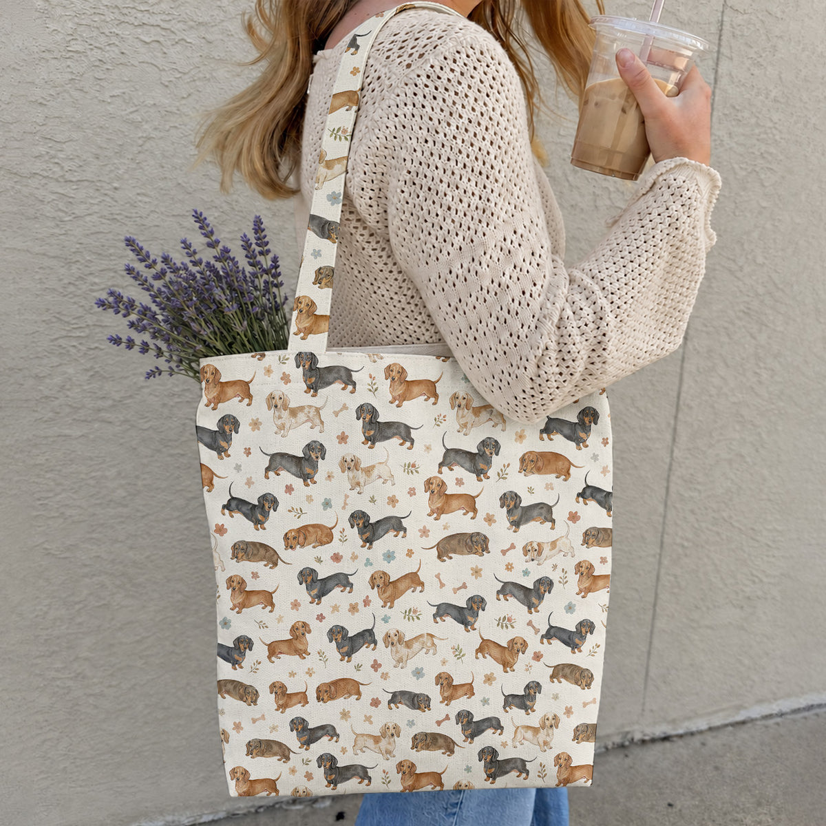 Dachshund Canvas Tote Bag Cozy Dachshund Companions