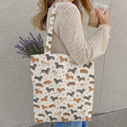 Dachshund Canvas Tote Bag Cozy Dachshund Companions