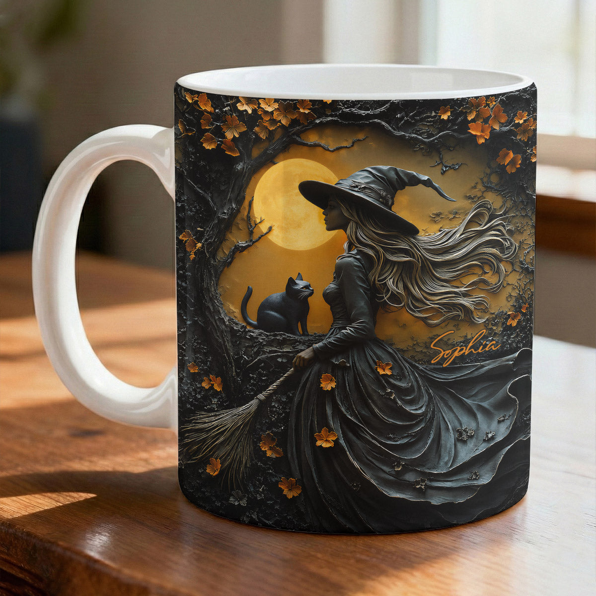 Witch Ceramic Mug Witch Beneath the Autumn Moon