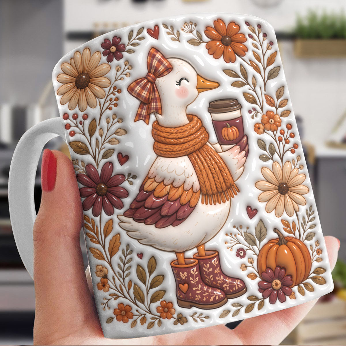 Cozy Autumn Goose Ceramic Coffee Mug
