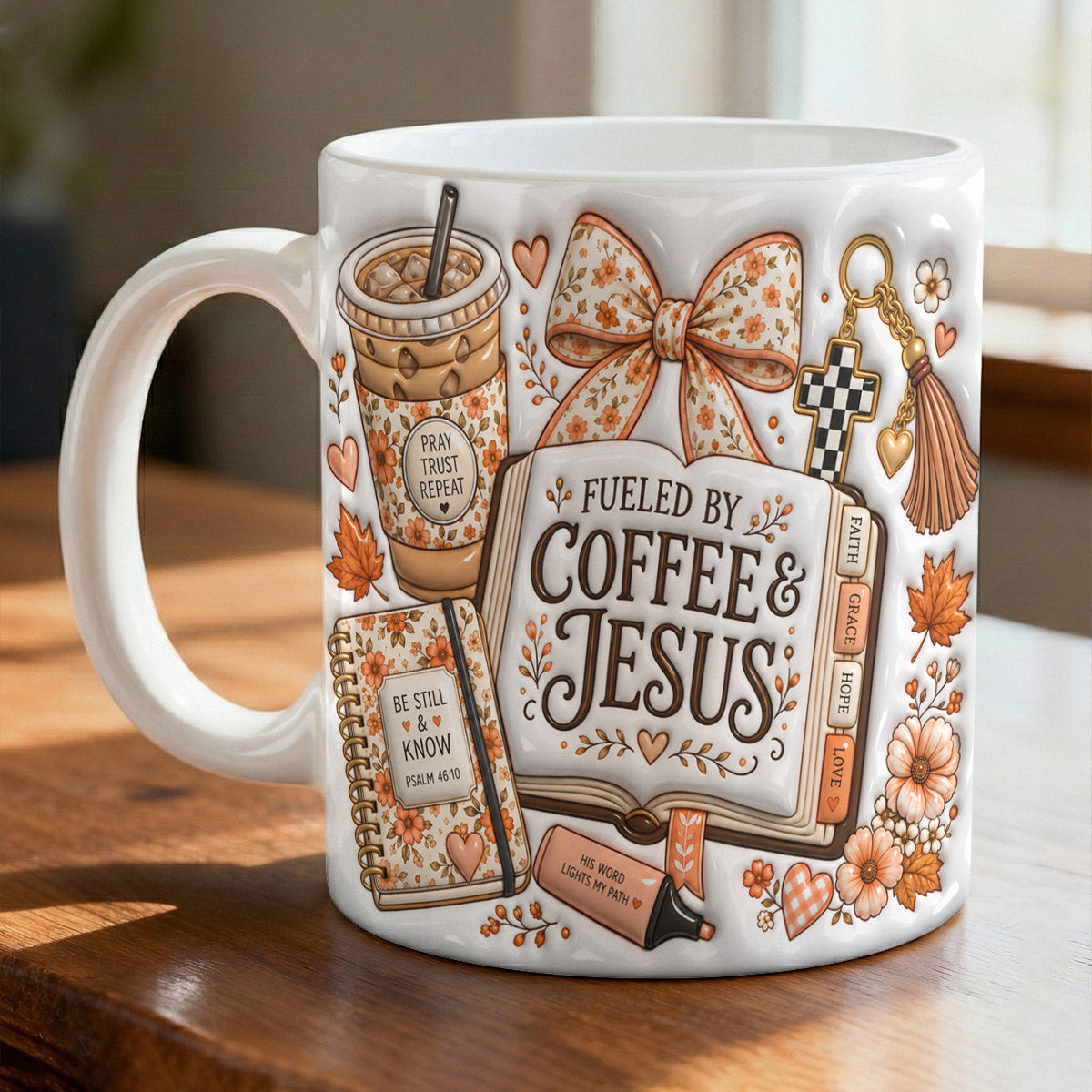 Autumn Ceramic Mug Fueled By Coffee & Jesus