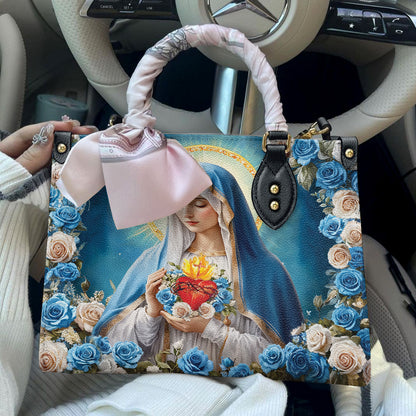 Christian Leather Handbag Rosa Mystica Virgin Mary