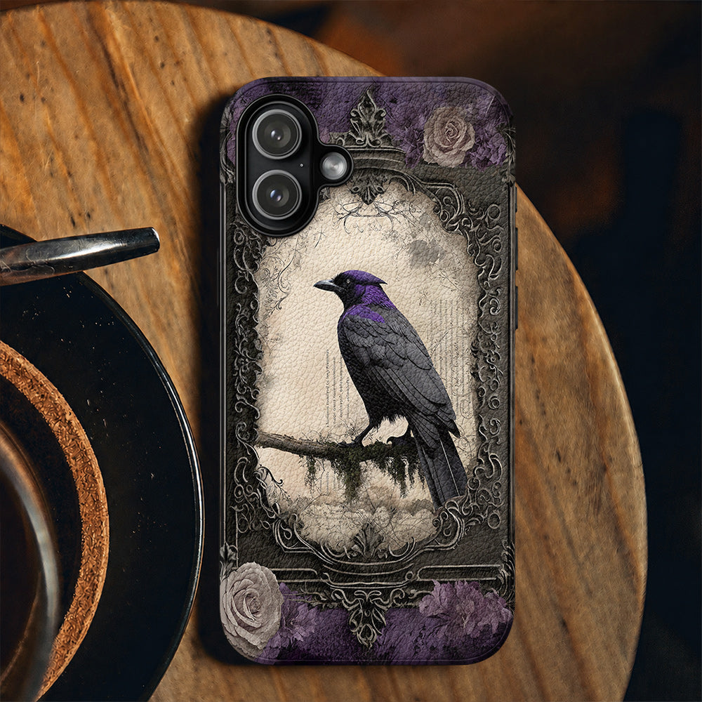Gothic Leather Phone Case Violet Raven