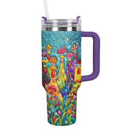 Chicken 40 oz Tumbler Colorful Chicken Garden
