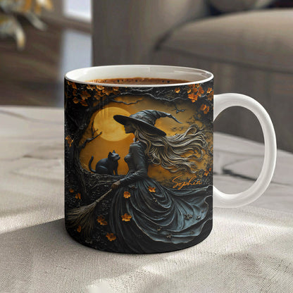 Witch Ceramic Mug Witch Beneath the Autumn Moon