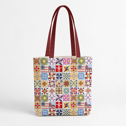 Sewing Lover Canvas Tote Bag Quilt Blocks