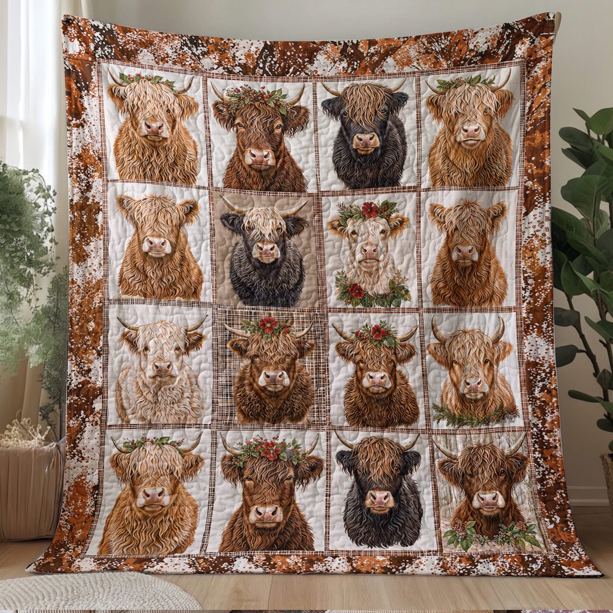 Highland Cow Quilted Blanket Cows In My Heart