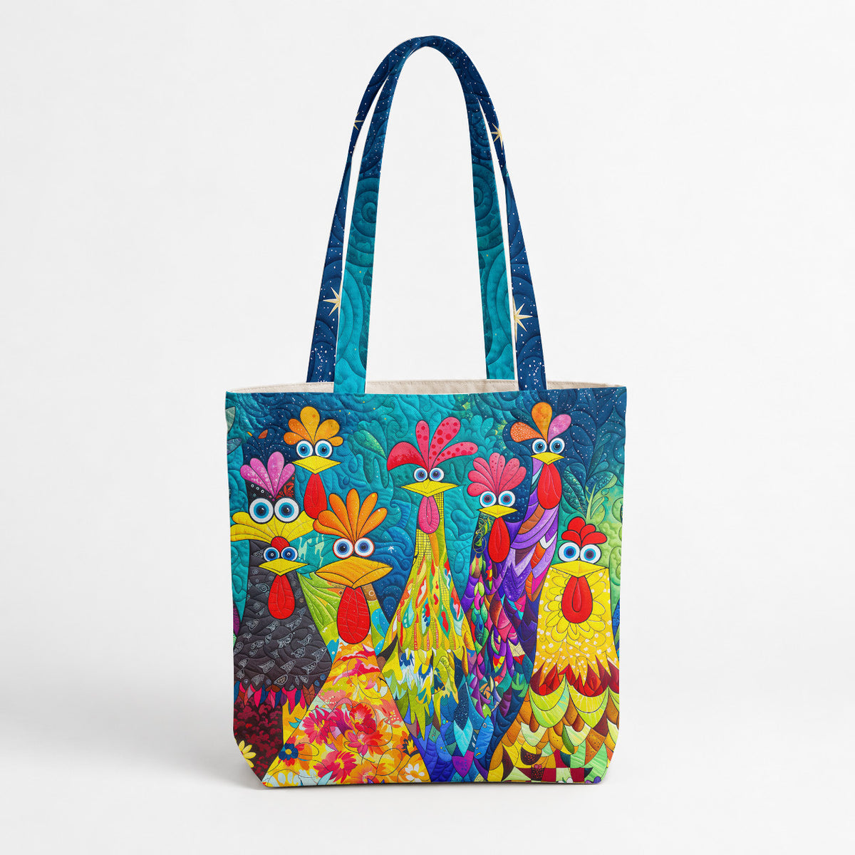 Chicken Canvas Tote Bag Colorful Chicken Garden