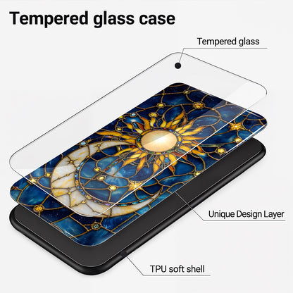 Celestial Phone Case Golden Sun & Crescent Moon