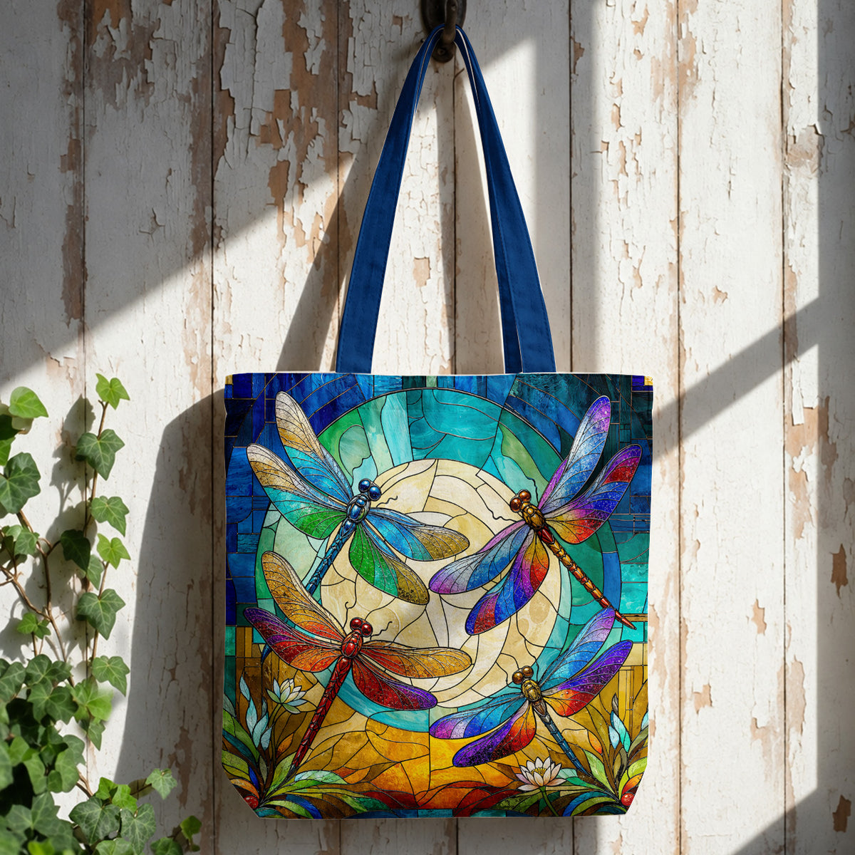 Dragonfly Canvas Tote Bag Moonlit Garden