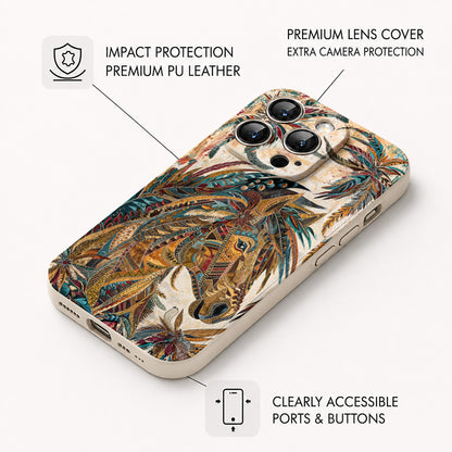Horse Leather Phone Case Bohemian Horse Feather