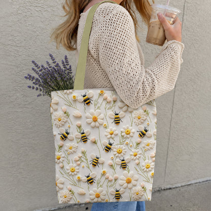 Bee Canvas Tote Bag Honeybee Daisy Meadow