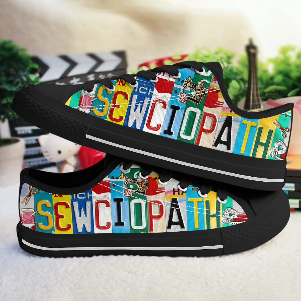Sewing Lover Women's Low Top Shoes Sewciopath License Plate