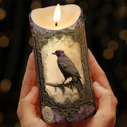 Gothic LED Candle Violet Raven