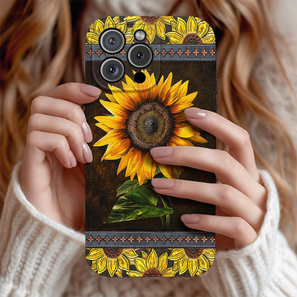 Sunflower Leather Phone Case Golden Sunflower Glow